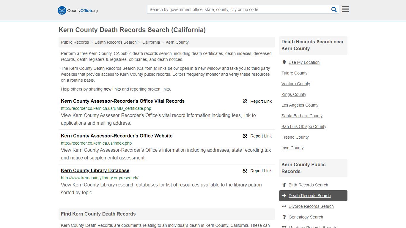 Death Records Search - Kern County, CA (Death Certificates ...